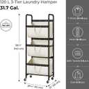 GRANNY SAYS 3 Tier Laundry Sorter, Laundry Basket with Wheels, Laundry Room Organization and Storage, 3 Section Rolling Laundry Cart for Dorm, Bathroom, Bedroom, Closet, Beige, 20 "L x 13W x 54 "H