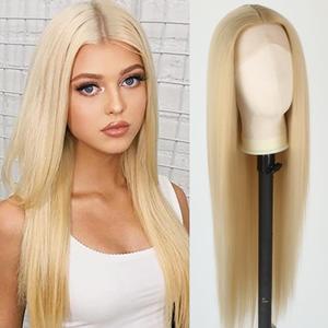 Aubree 613 Blond Synthetic Wig Long Straight Wig for Women Blonde Heat Resistant Glueless T-Lace Front Wigs Hair for Daily Party Cosplay Wig