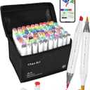 YHC 80 Colors Alcohol Markers Brush Tip with Free App, Chen Rui Dual Chisel & Brush Tips Alcohol Based Markers for Adults Coloring, Alcohol Brush Pens for Drawing, Painting, Illustration, Sketching