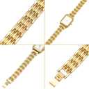 NEWITIN 3 Pieces Women Gold Watch Bracelets Set Fashion Costume Jewelry Stainless Steel Gold Plated Square Wristwatch Diamond Bangle Bracelet Watch Jewelry Set for Women
