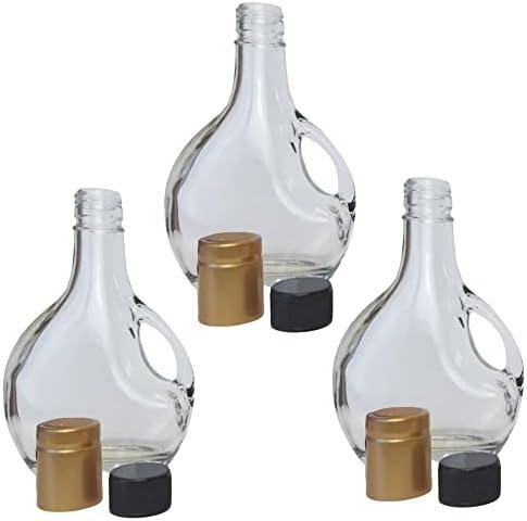 Cornaby's Clear Glass European Styled Bottles - Set of 6, 8oz w/Lid & Gold Seal | Perfect for Gourmet Gift Giving, Salad Dressings, Homemade Juice storage, Oil Cruet, Syrup Dispenser, DIY Project