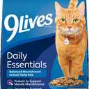 9Lives Daily Essentials Dry Cat Food for Adult Cats with Chicken, Beef & Salmon Flavors, 3.15 lb. Bag (Pack of 4) (EXP 05/08/27)