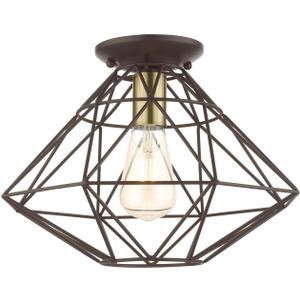 Livex Lighting, 46248-07, Knox, Semi-Flush, Bronze with Antique Brass Accent