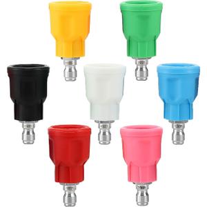 7Pcs Pressure Washer Nozzle Guard, Power Washer Tips with Upgraded Rubber Protector Cover, Stainless Steel Pressure Washer Tips with 1/4" Quick Connect, Orifice 3.5