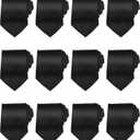 Cuffbow Men's Tie Bulk Groomsman 3.15'' Formal Necktie for Wedding Business (Black)