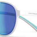 Lightweight TAC Polarized Tinted Classic Vintage Retro 70s Sunglasses, TR-90 Frame for Women Men, UV 400 Protection (White)