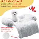 HACHIKITTY Calming Pet Sofa Bed Mat, Washable Plush Couch Cover for Dogs & Cats, Furniture Protector with Anti-Slip Bottom (30"x 27"x 6", Gray)