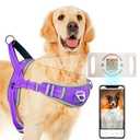 ADVENTUREMORE Dog Harness for Large Dogs No Pull with QR Code Dog Tag, Adjustable Reflective Breathable Dog Vest Harness with Easy Control Front Clip Handle for Training Walking, XXL Purple