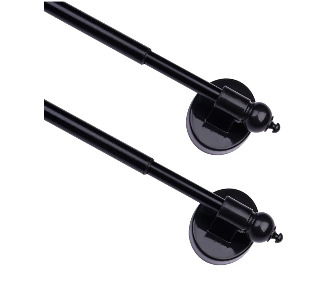 Magnetic Curtain Rods for Metal Doors，Multi-Use Adjustable Appliance for Windows Iron Steel Places，16-28 Inch，Black，2 Pack
