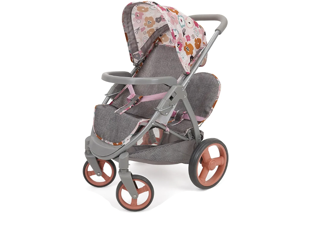 509 Crew: Melange Flora - Mabelle Duo Twin Doll Stroller - Accessory for 2 Dolls Up to 18", Foldable Design, Retractable Canopy, Kids Toy, Ages 3+