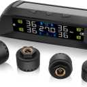 2025 Upgraded Tire Pressure Monitoring System with In-Car Temperature Real-Time Monitoring, TPMS with 4 External sensors & 6 Alarm Modes, LCD Display, Auto Sleep Mode