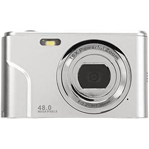 48MP Digital Camera 16X Zoom, 1080P, 2.4 Inch Display, Compact Camera for Travel, Graduation, Wedding Ceremonies (Silver)