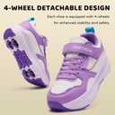 Roller Skate Shoes for Girls Boys Kids Sneakers Detachable 4-Wheels Short-Distance Glider for Beginners Great Gift for Kid, US: 1