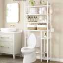 SONGMICS Over the Toilet Storage, 4-Tier Over Toilet Bathroom Organizer with Adjustable Shelves, 10.2 x 32.7 x 72.8 Inches, Space-Saving, Cloud White UBTS017W01