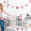 Oudain 2 Pcs Pennant Banner Flags Nursery Garland Triangle Bunting Flags Playroom Wall Decor Banner for Nursery Baby Shower Birthday Boho Wedding Party Event, Each 7.75 ft(Pink Color)
