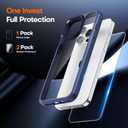 2 x TAURI 5 in 1 for iPhone 15 Pro max Case, with 2X HD Screen Protectors + 2X Camera Lens Protectors, [Military Grade Drop Protection] Shockproof Case for iPhone 15 Pro max 6.7 Inch Blue