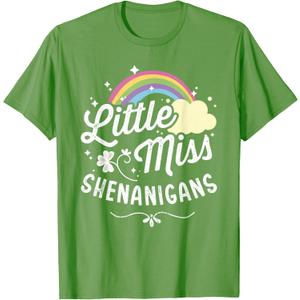 Little Miss Shenanigans for Girls and Women St Patricks Day T-Shirt, Small