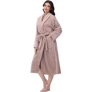 Yurhap Premium Robes for Women - Super Soft Cozy Fleece Womens Robe Plush Long Bathrobe (XX-Large-3X-Large, Taupe)