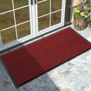 Yimobra Front Door Mat Outdoor Indoor Entrance, 100% Waterproof All-Season All Weather Doormat, Welcome Matt Outside Entry, Non Slip, Low Profile, Heavy Duty Patio Porch Floor Mats,47 x 24,Black Red