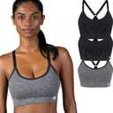 New Balance Women's Sports Bras 3 Pack, Seamless Cami, Removable Pads, Medium Impact Gym Sports Bra for Women, Workout Set (Gray, M)