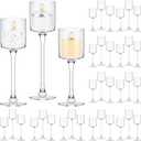Yaomiao 36 Pcs Tall Glass Candle Holder Clear Tea Light Candle Floating Holder for Wedding Party Dining Bathroom Table Centerpiece Pillar Settings, 3 Sizes 7.87"& 9"& 10.2" H