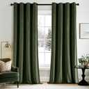 ANRODUO Olive Green Velvet Curtains 84 Inches Long Blackout Thermal Insulated Soundproof Curtain Privacy Room Darkening Curtains Grommet Window Drapes for Bedroom Living Room Set of 2
