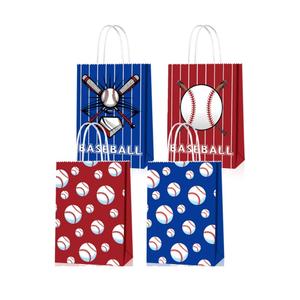 16 PCS Baseball Gift Bags - Baseball Theme Party Supplies with Handle - Treat & Favor Bags