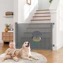Babepai Retractable Baby Gates Extra Wide | 55" Wide x 34" Tall Dog Gates for Stairs | Indoor/Outdoor Use | Child Gates for Doorways, Deck, Porch, Hallways, Patio - Gray