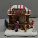 DREAM GARDEN Christmas Village House, Animated Popcorn House with LED Lights Battery Operated Musical Collectible Buildings for Home Table Holiday Display