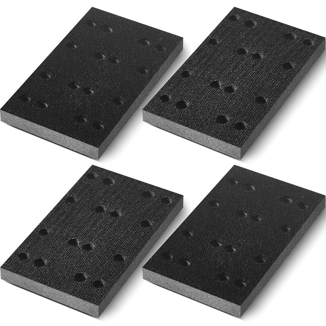 4 Pcs Soft Black Foam Sanding Pads Interface Sander Backing Pad Compatible with Festool RS400 LS130 Sander, 80 x 133 x 12 mm