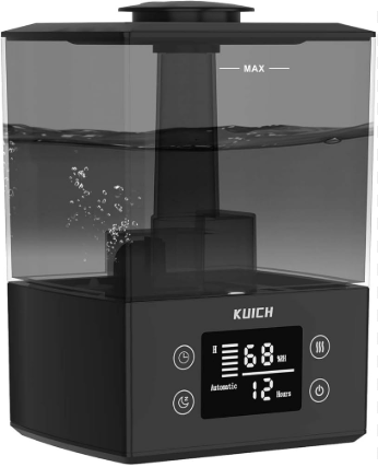 KUICH  Air Humidifiers for Bedroom and Baby, Home & Plants - KUICH 2.4L Cool Mist Humidifiers for Nursery, 26db Quiet Top Fill Air Humidifier Lasts Up to 30 Hours, Auto Shut-Off, Easy to Fill and Clean, Black