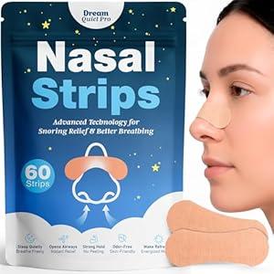 Nasal Strips for Snoring & Breathing, Reduces Nasal Congestion for Less Snoring and Better Sleep, Sweat Resistant Extra Strength Snoring Solution, Improve Sleep Quality with Nose Strips, 60 pcs