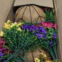 2 Sets Artificial Hanging Flower for Outdoors, Fake Hanging Basket for Outside,2 Hanging Basket with 26 Pcs Faux Silk Flowers for Porch, Balcony and Patio Decor(Mixed)