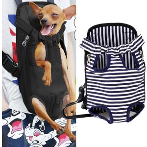 Pet Carrier Backpack, Adjustable Pet Cat Dog Carrier Backpack Travel Bag, Legs Out,Dog Carrier for Hiking Camping Travel, Sling Bag for Small Medium Dog Cat (BlueWhiteStripes, Small (1.5-3LBS))