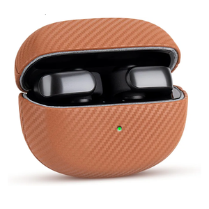 Leather Case - for Bose Ultra Open Earbuds Case Cover - Selected Skin-Friendly Leather, with Carbon Fibre Texture, Handmade Drop Protective Hard Cover for Bose Open Ear Earbuds - Brown