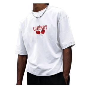 Men's Graphic Tees Cherry Print Short Sleeve Crew Neck T Shirt Loose Summer Tops Trendy, L