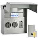 RV Electrical Panel with Breaker, Temporary Power RV Outlet Box with 20 30 50 Amp Receptacle, Weatherproof RV Electrical Power Outlet Power for Hookup Camper Travel Trailer Motorhome