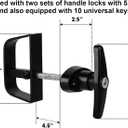 T-Handle Lock Kit,Hurrikom Double Shed Door Latch with 5.5" Stem, Lock Matching Set Includes 10 Keys for Sheds Doors, Playhouses, Chicken Coops,Camper, RV, etc(Black).All Keys are Universal.