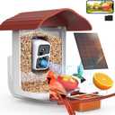 birdsnap PAV-Bird Feeder with Camera,2K HD with 64GB Card, AI Identify Smart Bird House Cam Solar Panel,Live Stream,Motion Detection,Auto Record Video for Backyard Outdoors,Ideal Gift for Bird Lover (Red)