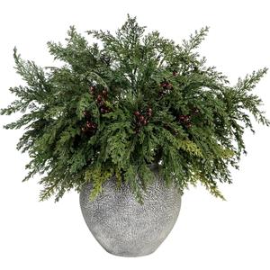 SPWOLFRT 5Pcs 21.6" Faux Cedar Stems, Artificial Christmas Greenery Picks Realistic Fake Pine Branches for Vase, Wreath, Garland, DIY Crafts, Feative Holiday Indoor/Outdoor Home Decor (5, Red Berry)