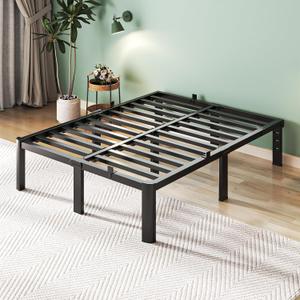 Queen Size Bed Frame, 14 Inch Heavy Duty Metal Platform Bed Frame, Noise Free Steel Mattress Foundation, No Box Spring Needed, Spacious Under Bed Space
