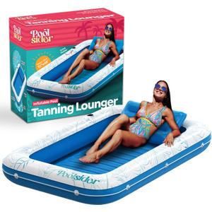 Premium Inflatable Tanning Pool Lounger | Inflatable Tanning Bed for Adults - 4 in 1 Multipurpose Suntan Tub | Pool Floats Adults, Inflatable Pool Float | Tanning Float - Sunbathing Pool Raft