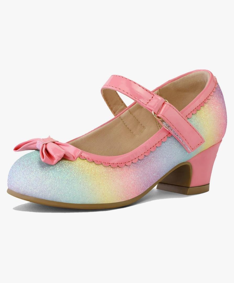K KomForme Girl's Dress Shoes Mary Jane Glitter 1.5 in Low Heel Wedding Party Princess Shoes for Toddler/Little/Big Kids Size 7 Rainbow K KomForme Girl's Dress Shoes Mary Jane Glitter 1.5 in Low Heel Wedding Party Princess Shoes for Toddler/Little/Big Kids Size 7 Rainbow
