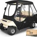 10L0L 4 Passenger Golf Cart Enclosure for Club Car DS Short Roof, 600D Waterproof Golf Cart Rain Cover, Heavy Duty Driving Enclosure, Snowproof Windproof, with Clear PVC Windows & Tail Light Panel (Black)