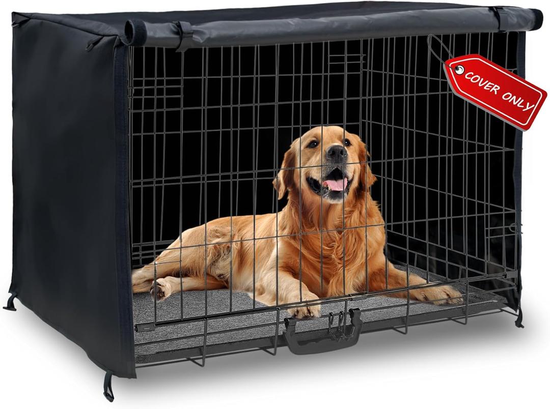 Dog Crate Cover 42in Waterproof Pet Kennel Cover for Outdoor/Indoor Protection, Durable Windproof Crate Cover Universal Fit for Wire Dog Crate (42''L*28''W*30''H-Black)