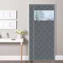 Magnetic Thermal Insulated Door Curtain, 38 x 80 Inch Winter Door Cover Curtain Size 42 x 82 Waterproof Thick Insulation Blanket with Visible Window Side Opening Gray