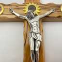 Jerusalem Olive Wood 7" Cross 14 Stations Crucifix from Bethehem with Holy Land Essences