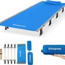 KingCamp Camping Cots for Adults Outdoors Backpacking,Folding Ultralight Heavy Duty Sleeping Cots Compact Portable Cot for Travel Hiking,Indoor Base Camping Bed with Storage Bag and Pillow, Blue