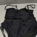 Viottiset Women's Cut Out Drawstring One Piece Swimsuit Cheeky High Cut Bathing Suit (X-Large, Black)