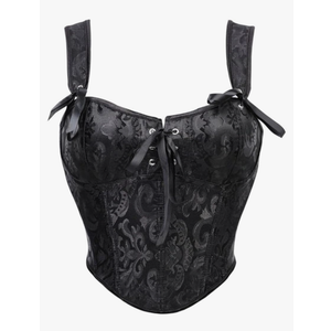 HGps8w Vintage Paisley Corset Tops for Women Satin Overbust Bustier Sexy Laceup Going Out Party Camisole Crop Tank Top, XL